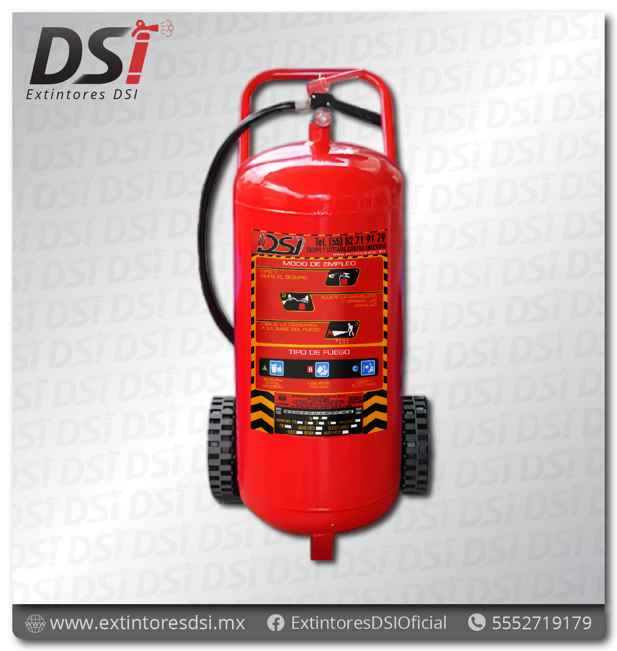 Extintor PQS Polvo Químico Seco ABC Industrial - 50 kg